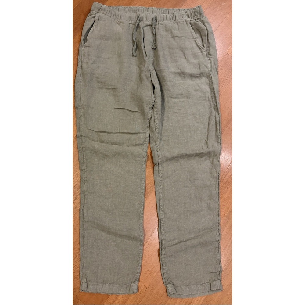 Faherty Linen Pants Men Large Green Pull On Drawstring Preppy Modern
